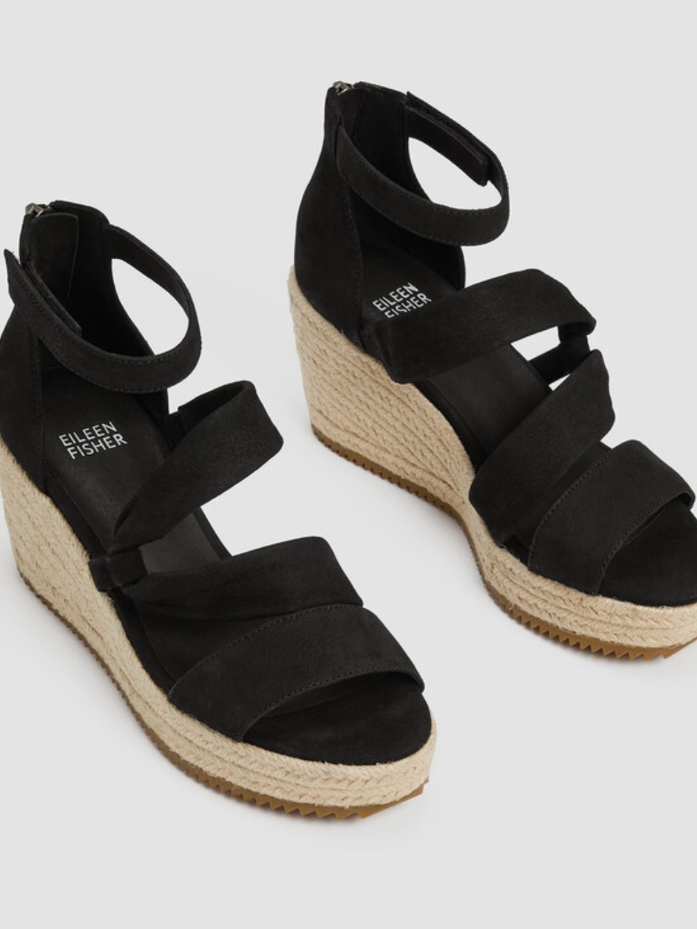 Eileen Fisher Tumbled Nubuck Leather Espadrille Sandals Size 7